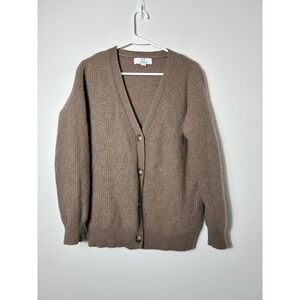 magaschoni 100% cashmere Button Front Cardigan Sz L Brown Soft Quite Luxury
